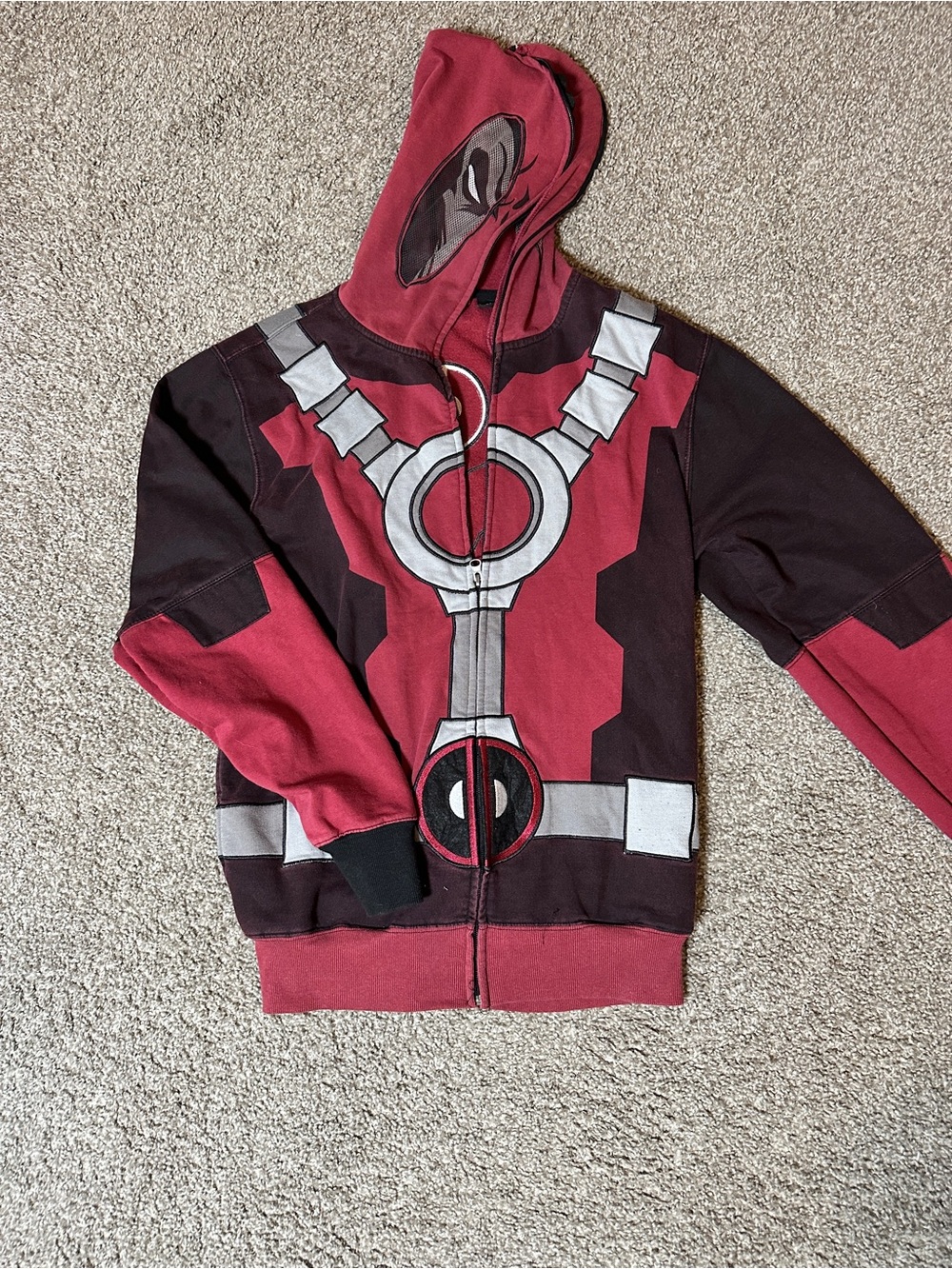 Marvel Red and Black Deadpool Full Zip Hoodie